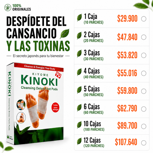 Caja de Parches Detox para Pies x 10 unidades - ingredientes naturales